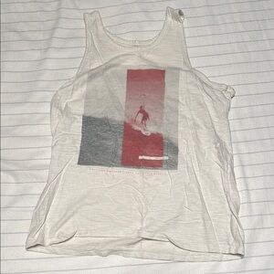 White Tank Top with Surfer Graphic
